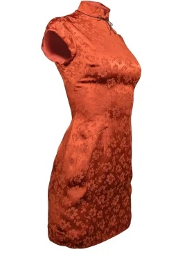 Alexa Chung - Burnt Orange Floral Print Silk Blend Dress Sz 2