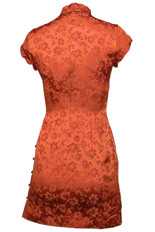 Alexa Chung - Burnt Orange Floral Print Silk Blend Dress Sz 2
