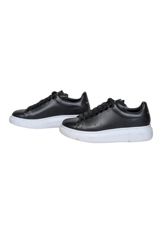 Alexander McQueen - Black Leather Lace Up Sneakers Sz 7.5