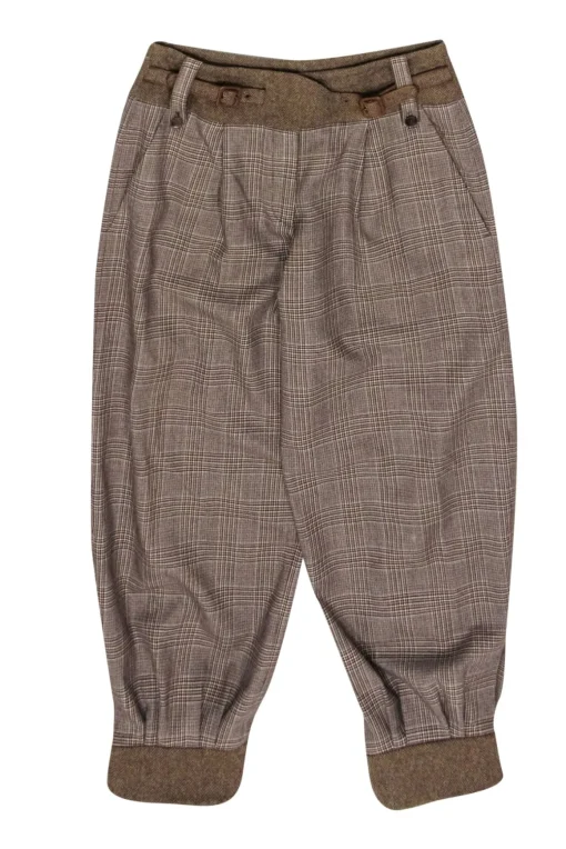 Alexander McQueen - Brown Plaid Tapered Ankle Pants Sz 8