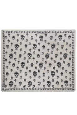 Alexander McQueen - Cream & Black Skull Printed Semi-Sheer Scarf