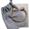 Alexander McQueen - Gold Textured Embellished "Twin Skull" Bangle