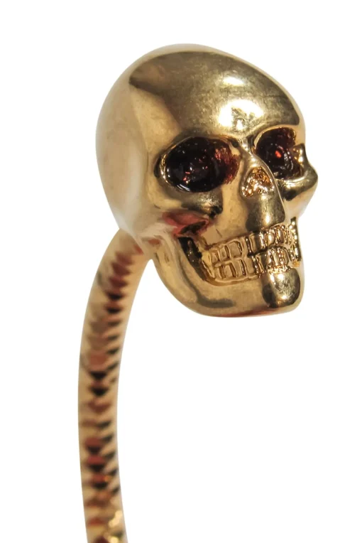 Alexander McQueen - Gold Textured Embellished "Twin Skull" Bangle