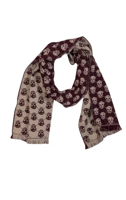 Alexander McQueen - Maroon & Beige Skull Print Scarf