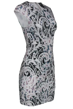 Alexander McQueen - White Lace Printed Sheath Dress Sz M