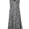 Alexis - Black & Cream Print Sleeveless Midi Dress Sz XL