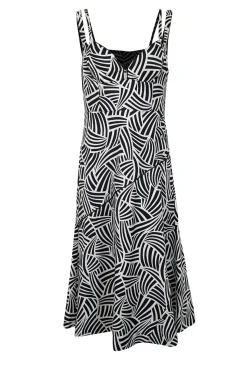 Alexis - Black & Cream Print Sleeveless Midi Dress Sz XL