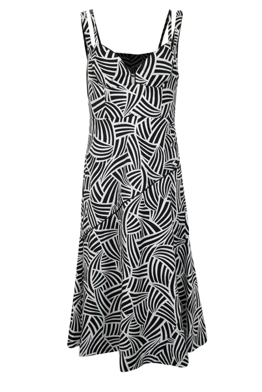 Alexis - Black & Cream Print Sleeveless Midi Dress Sz XL