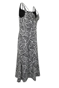 Alexis - Black & Cream Print Sleeveless Midi Dress Sz XL