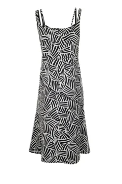 Alexis - Black & Cream Print Sleeveless Midi Dress Sz XL