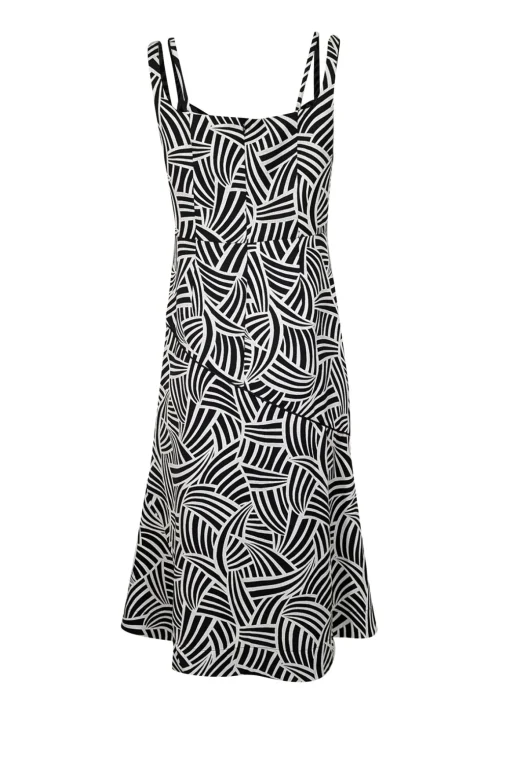Alexis - Black & Cream Print Sleeveless Midi Dress Sz XL
