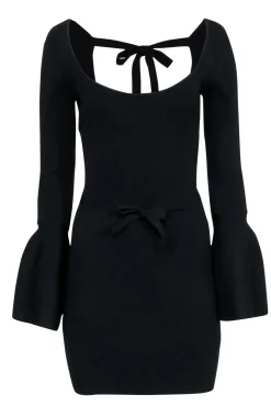 Alexis - Black Knit Tie-Back Long Sleeve Dress Sz M