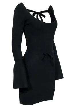 Alexis - Black Knit Tie-Back Long Sleeve Dress Sz M