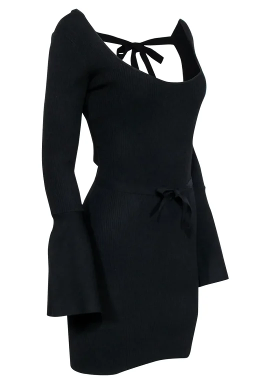 Alexis - Black Knit Tie-Back Long Sleeve Dress Sz M