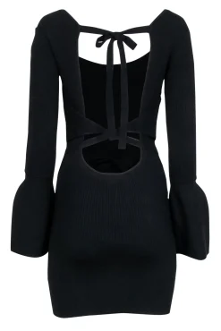 Alexis - Black Knit Tie-Back Long Sleeve Dress Sz M