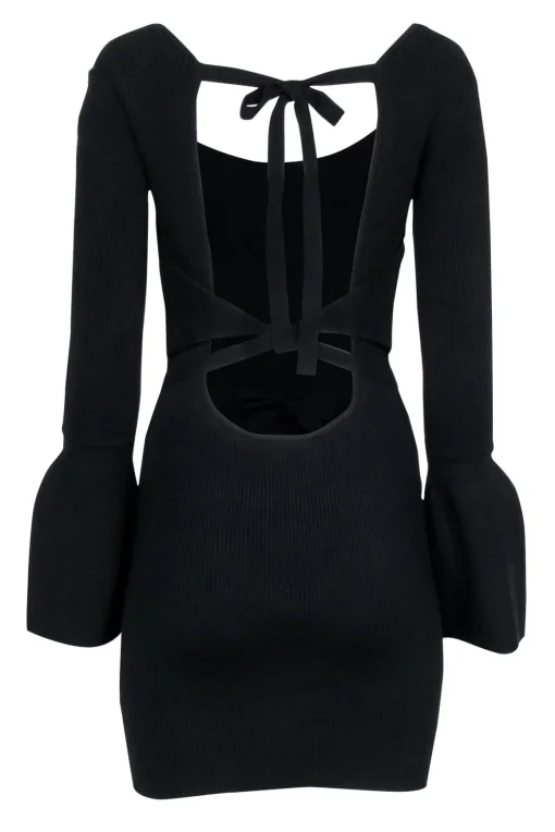 Alexis - Black Knit Tie-Back Long Sleeve Dress Sz M