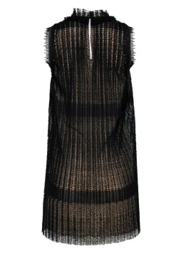 Alexis - Black Pleated Lace Shift Dress Sz XS