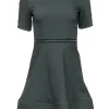 Alexis - Olive Green Fit & Flare Dress w/ Zipper Detail Sz S