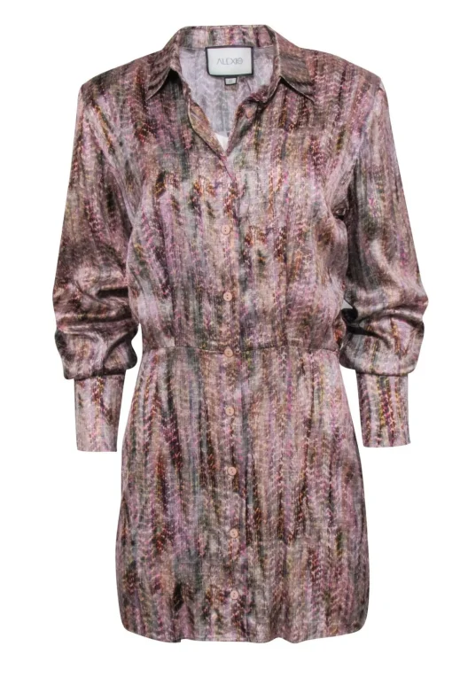 Alexis - Pink Multi Color Print Satin Mini Dress Sz S
