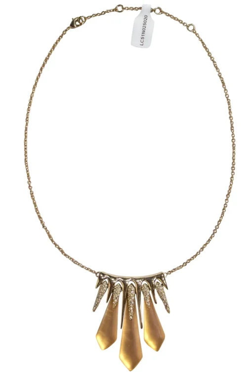 Alexis Bittar - Golden Pointed Tine Bar-Style Necklace w/ Spear Crystals