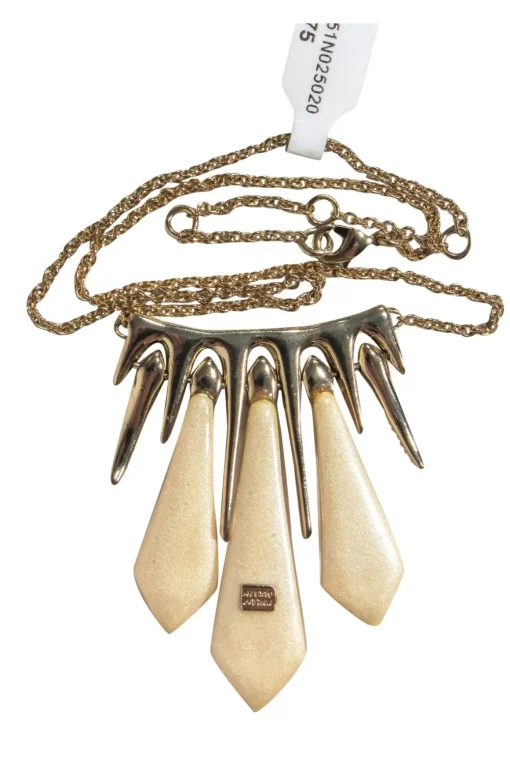 Alexis Bittar - Golden Pointed Tine Bar-Style Necklace w/ Spear Crystals
