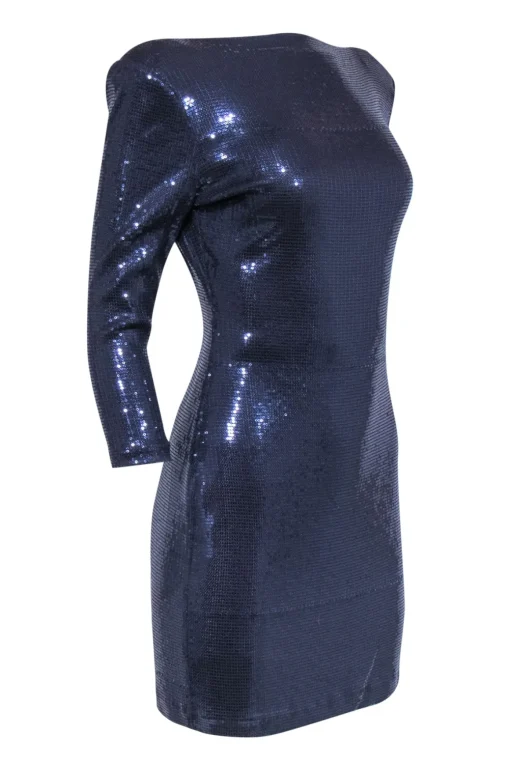 Ali Ro - Navy Blue Sequined "Midnight" Open Back Mini Dress Sz 10
