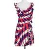 Ali Ro - Pink & Navy Print Silk Cascading Ruffle Dress Sz 2