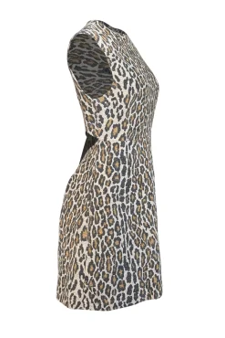 Alice & Olivia - Beige, Tan, & Brown Leopard Print Sleeveless Open-Back Dress Sz M