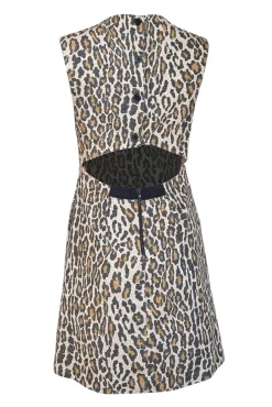Alice & Olivia - Beige, Tan, & Brown Leopard Print Sleeveless Open-Back Dress Sz M
