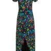 Alice & Olivia - Black & Multi Color Floral Print Hi-Low Wrap Dress Sz 2