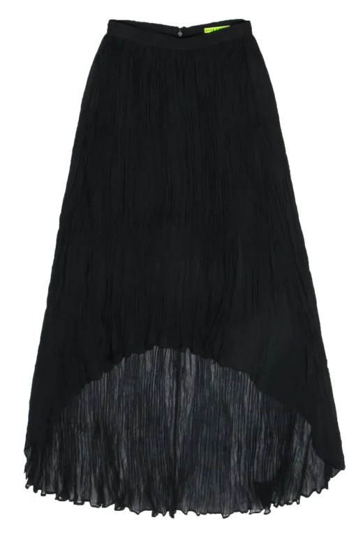 Alice & Olivia - Black Accordion Pleated High-Low Maxi Skirt Sz 2