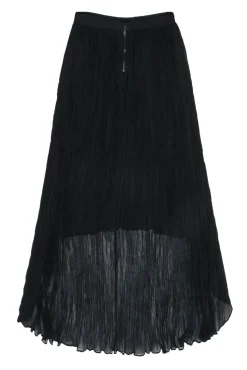 Alice & Olivia - Black Accordion Pleated High-Low Maxi Skirt Sz 2