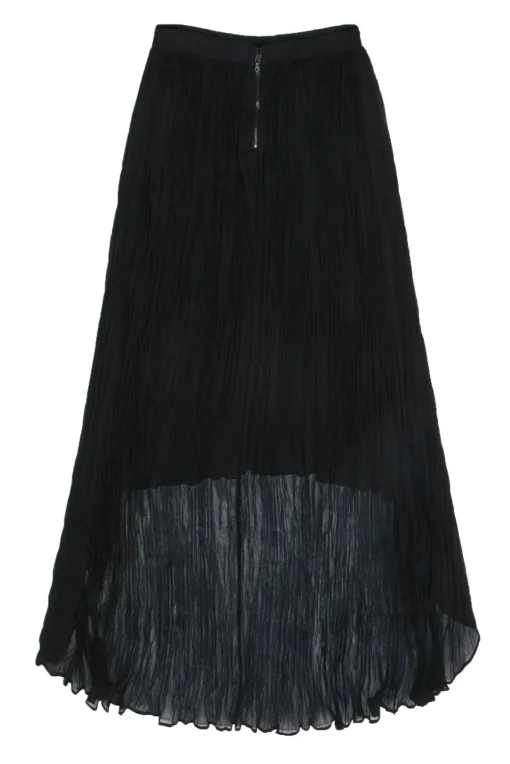 Alice & Olivia - Black Accordion Pleated High-Low Maxi Skirt Sz 2