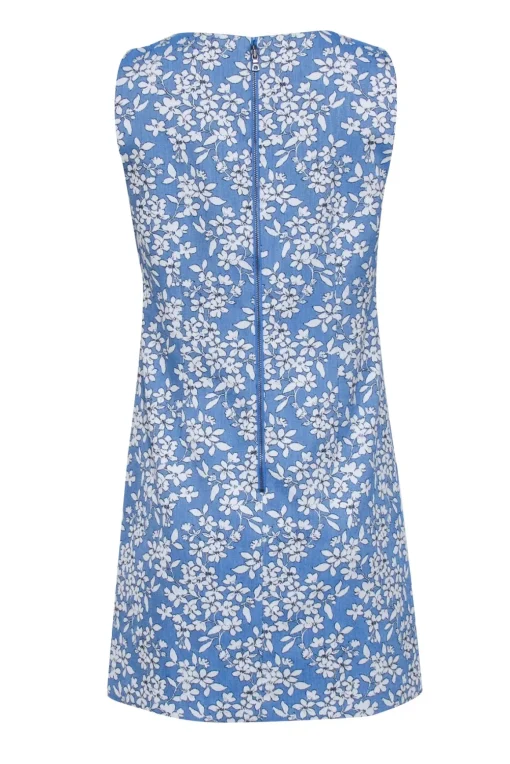Alice & Olivia - Blue & White Floral Jacquard Sleeveless Dress Sz 8