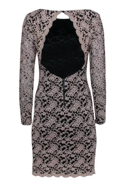 Alice & Olivia - Blush Embroidery On Black Cocktail Dress Sz 6