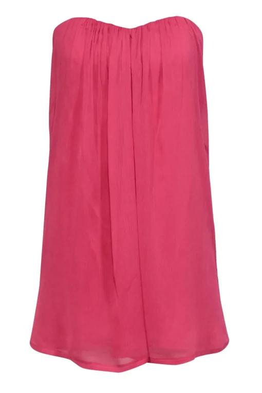 Alice & Olivia - Bright Pink Crinkled Overlay Mini Dress Sz 0