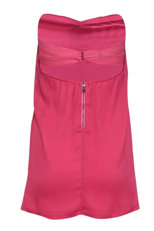 Alice & Olivia - Bright Pink Crinkled Overlay Mini Dress Sz 0