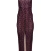 Alice & Olivia - Deep Purple Sleeveless Lace Gown w/ Nude Underlay Sz 2
