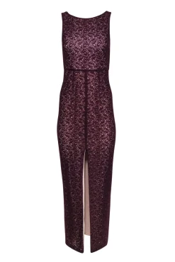 Alice & Olivia - Deep Purple Sleeveless Lace Gown w/ Nude Underlay Sz 2