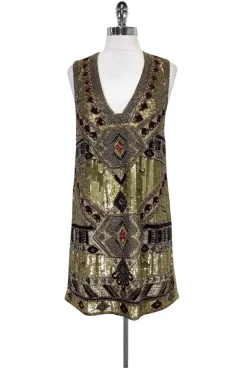 Alice & Olivia - Gold Odell Beaded Dress Sz 2