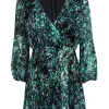 Alice & Olivia - Green & Black Snake Print Dress w/ Matching Choker Sz 6