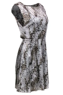 Alice & Olivia - Grey & Brown Print Silk Sleeveless Dress Sz XS