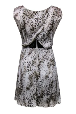 Alice & Olivia - Grey & Brown Print Silk Sleeveless Dress Sz XS