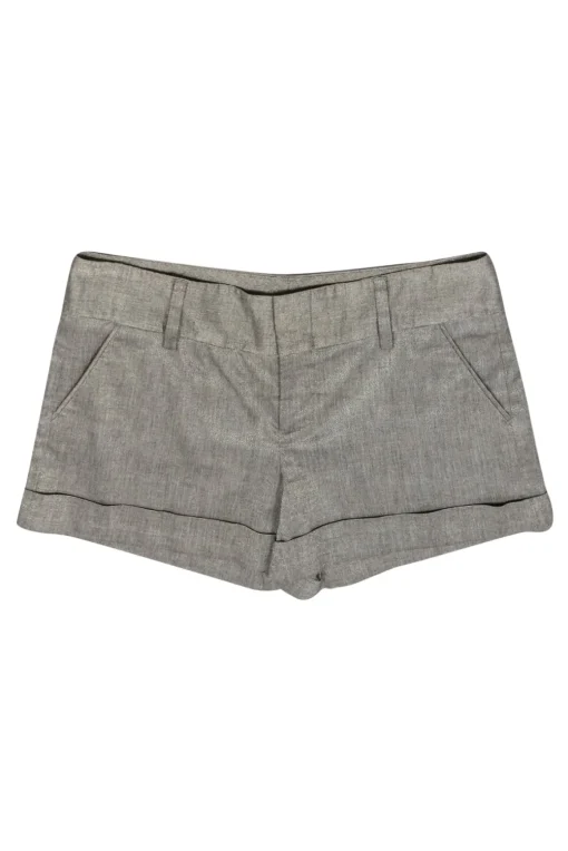 Alice & Olivia - Grey Metallic Mid Rise Shorts Sz 10