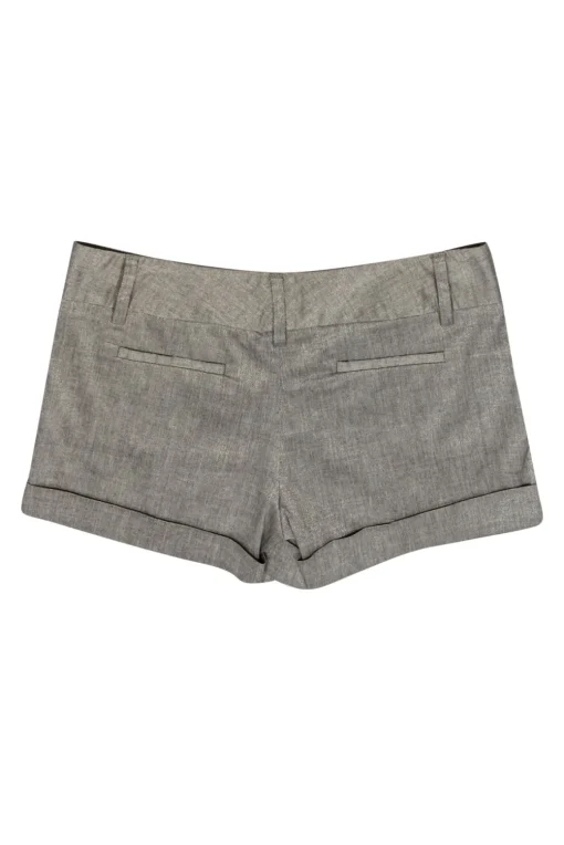 Alice & Olivia - Grey Metallic Mid Rise Shorts Sz 10