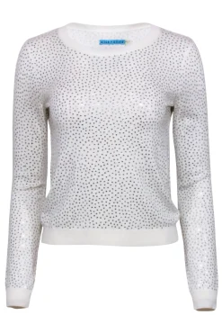 Alice & Olivia - Ivory Rhinestone Crewneck Sweater Sz S