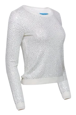Alice & Olivia - Ivory Rhinestone Crewneck Sweater Sz S
