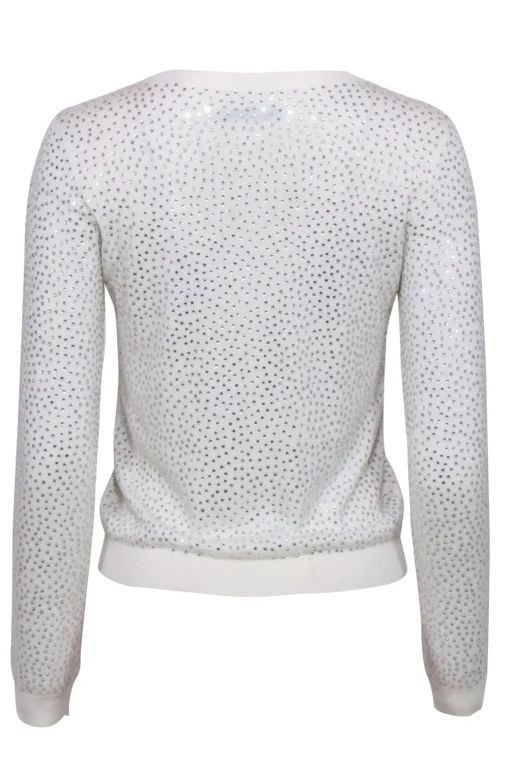 Alice & Olivia - Ivory Rhinestone Crewneck Sweater Sz S
