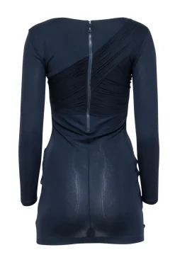 Alice & Olivia - Navy Ruched Draped Bodycon Dress Sz S