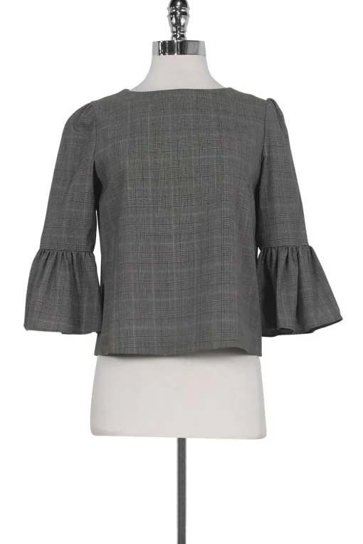 Alice & Olivia - Plaid Flutter Sleeve Top Sz XS
